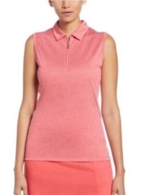🆕️ Callaway Coral Pink Quarter Zip Sleeveless Polo Top